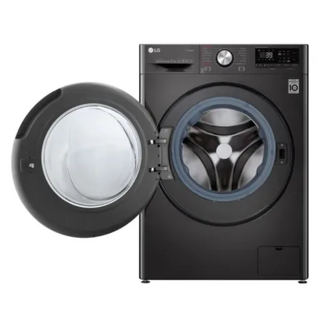 LG 12kg Black Front Loader Washing Machine F4V9BWP2E Open door