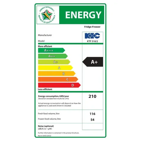 KIC 170L Top Freezer KTF5182 Energy label
